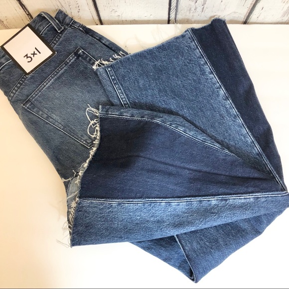 3x1 Denim - 3x1 Higher Ground Gusset Raw Hem bell bottom wide leg Jeans size 24 color Elvia